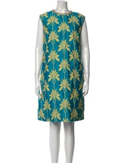 Pre-owned Odeeh Floral Print Mini Dress W/ Tags In Blue/green