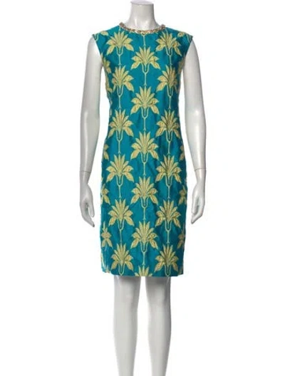 Pre-owned Odeeh Floral Print Mini Dress W/ Tags In Blue/green
