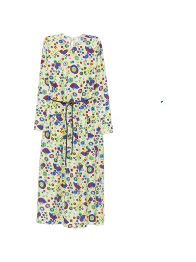 Odeeh Floral-print Belted Midi Dress In Multi