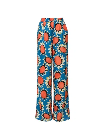Odeeh Floral-print Palazzo Pants In Blue