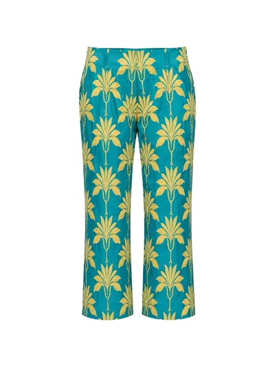 Odeeh Floral-print Straight-leg Trousers In Blue