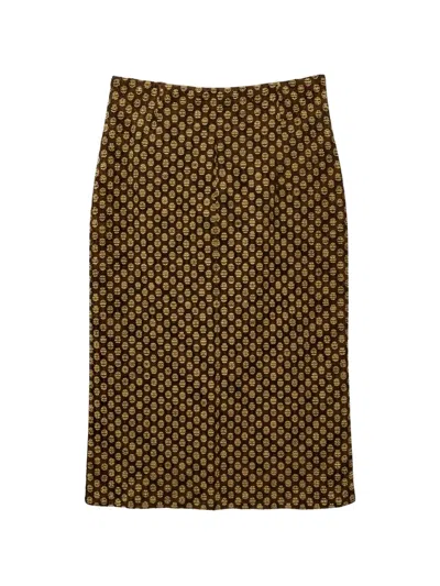 Odeeh Geometric-pattern Midi Skirt In Brown