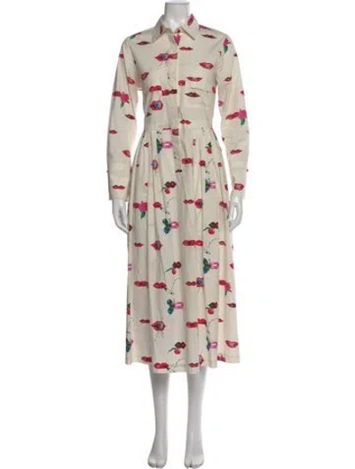 Pre-owned Odeeh Graphic Print Long Dress In Neutral