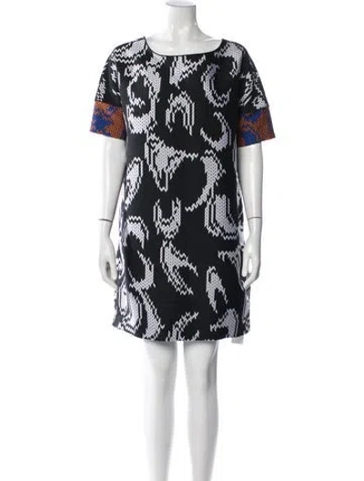 Pre-owned Odeeh Graphic Print Mini Dress In Black