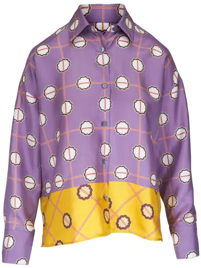 Odeeh Seidenhemd Mit Grafischem Print In Violett