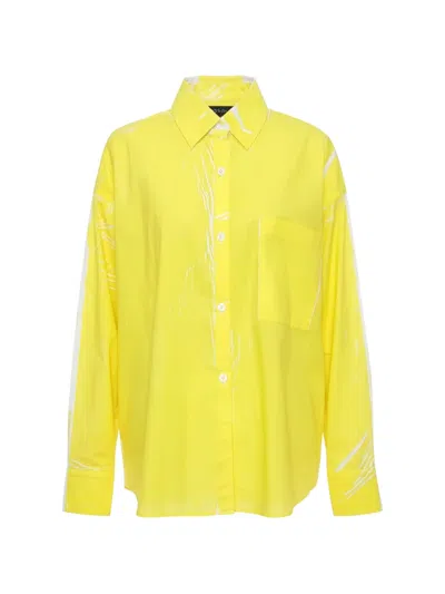 Odeeh Graphic-print Cotton Shirt In Yellow