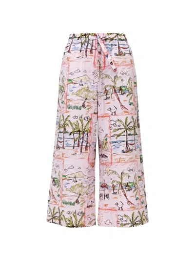 Odeeh Graphic-print Wide-leg Trousers In Pink
