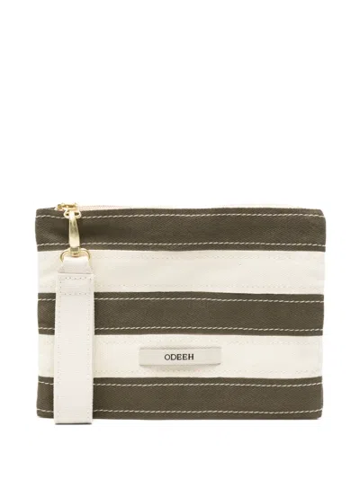 Odeeh Horizontal-stripe Logo-patch Clutch Bag In Multi