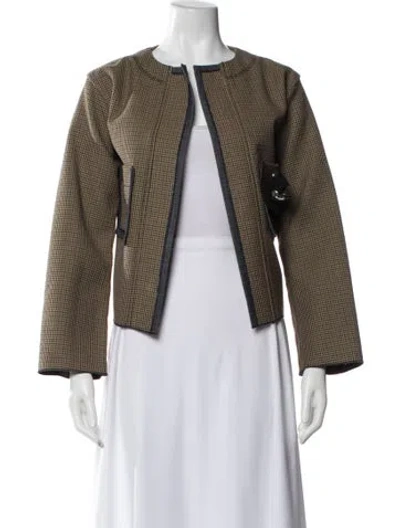 Pre-owned Odeeh Houndstooth Print Evening Jacket In Brown