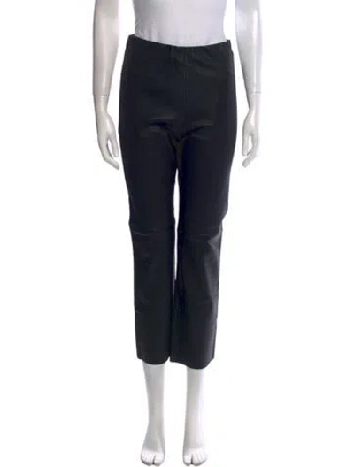 Pre-owned Odeeh Lamb Leather Straight Leg Pants In Black