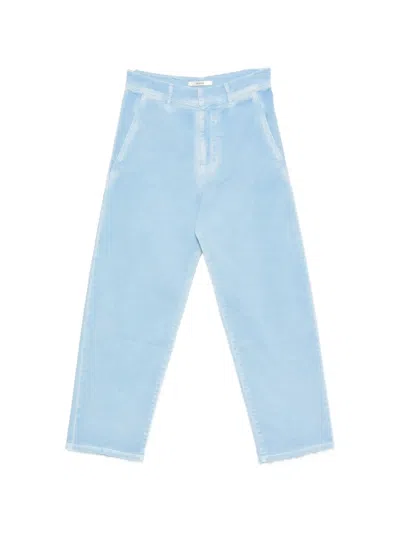 Odeeh Logo-embroidered Frayed Jeans In Blue