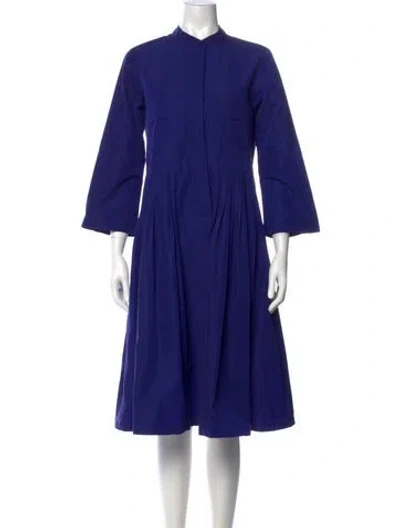 Pre-owned Odeeh Mock Neck Knee-length Dress In Blue