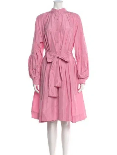 Pre-owned Odeeh Mock Neck Midi Length Dress In Pink
