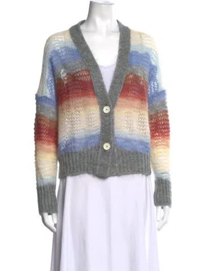 Pre-owned Odeeh Mohair Striped Sweater In Blue