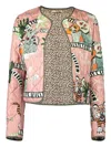 Odeeh Open Quilted Print Jacket In Pink