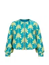 Odeeh Palm-print Zip-up Jacket In Blue