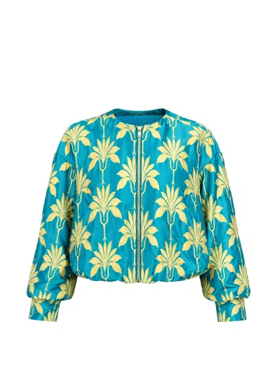 Odeeh Palm-print Zip-up Jacket In Blue