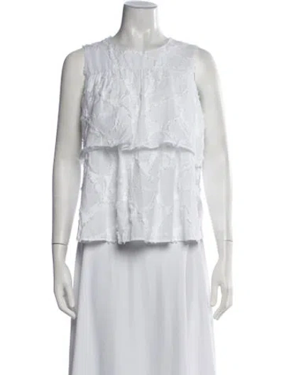 Pre-owned Odeeh Patterned Crew Neck Top In White