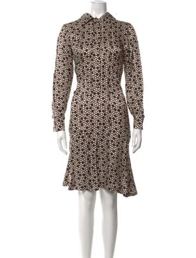 Pre-owned Odeeh Patterned Knee-length Dress In Brown