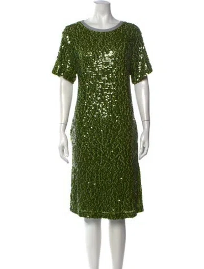 Pre-owned Odeeh Patterned Knee-length Dress In Green