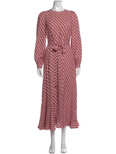 Pre-owned Odeeh Patterned Long Dress In Purple