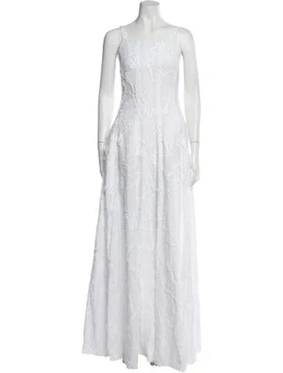 Pre-owned Odeeh Patterned Long Dress In White