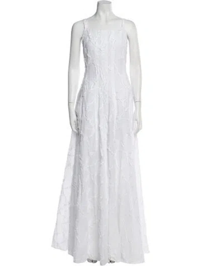 Pre-owned Odeeh Patterned Long Dress In White
