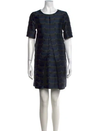 Pre-owned Odeeh Patterned Mini Dress In Blue