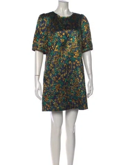 Pre-owned Odeeh Patterned Mini Dress W/ Tags In Green
