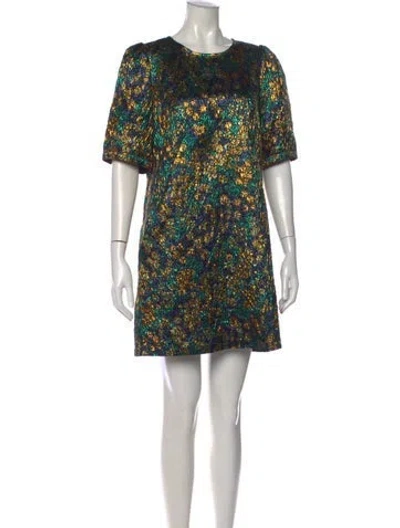 Pre-owned Odeeh Patterned Mini Dress W/ Tags In Green