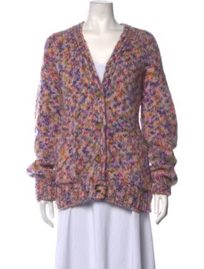 Pre-owned Odeeh Patterned V-neck Sweater In Multicolor
