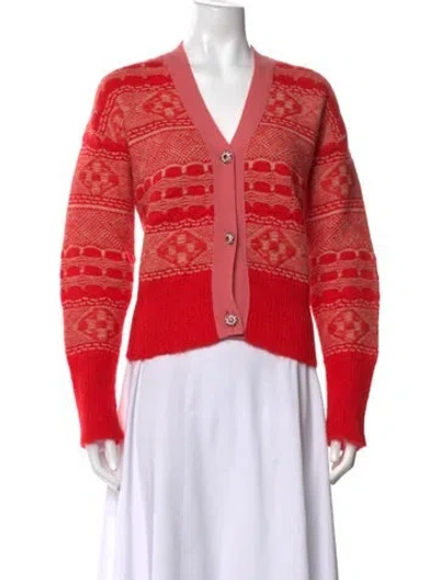 Pre-owned Odeeh Patterned V-neck Sweater In Orange