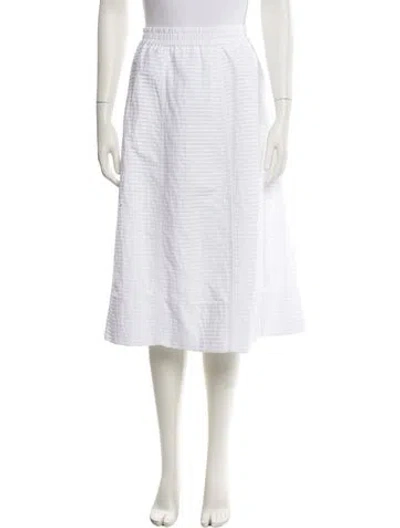 Pre-owned Odeeh Pleated Accents Midi Length Skirt W/ Tags In White