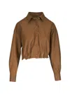 Odeeh Pleated Leather Jacket In Brown