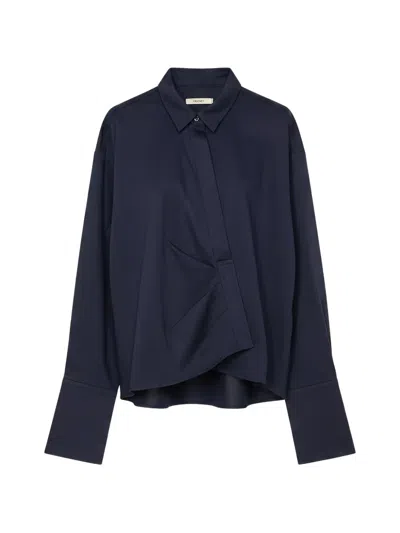 Odeeh Pleated Long-sleeve Shirt In Blue