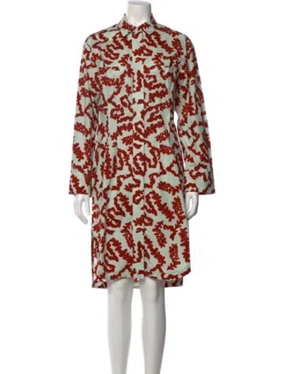 Pre-owned Odeeh Printed Knee-length Dress W/ Tags In Green