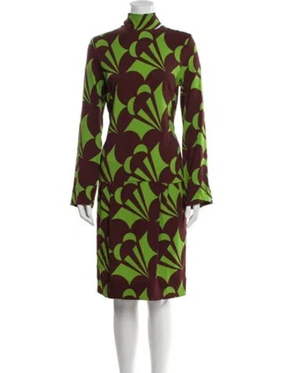 Pre-owned Odeeh Printed Knee-length Dress W/ Tags In Green