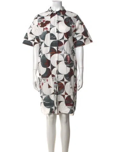 Pre-owned Odeeh Printed Knee-length Dress In White