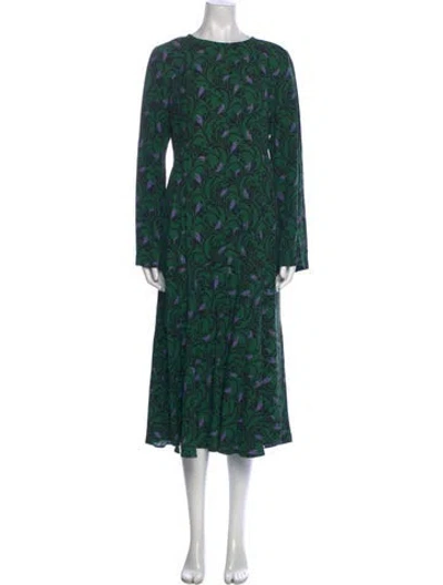 Pre-owned Odeeh Printed Long Dress In Green