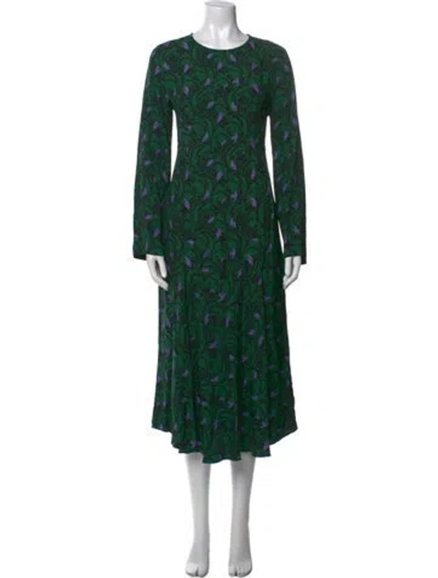 Pre-owned Odeeh Printed Long Dress In Green