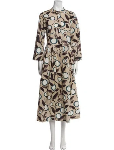 Pre-owned Odeeh Printed Long Dress In Neutral