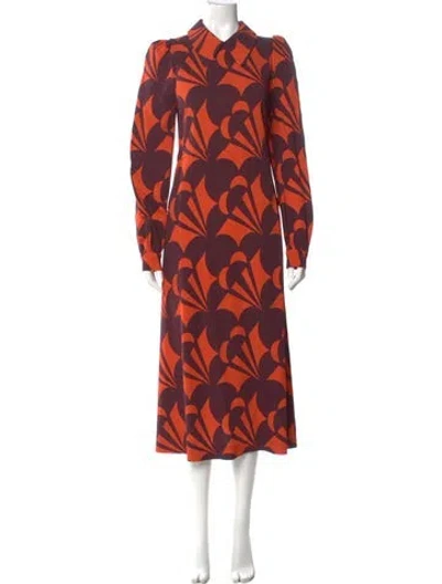 Pre-owned Odeeh Printed Long Dress In Pink