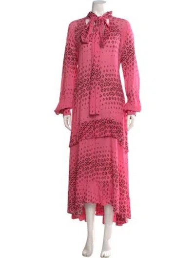 Pre-owned Odeeh Printed Long Dress In Pink