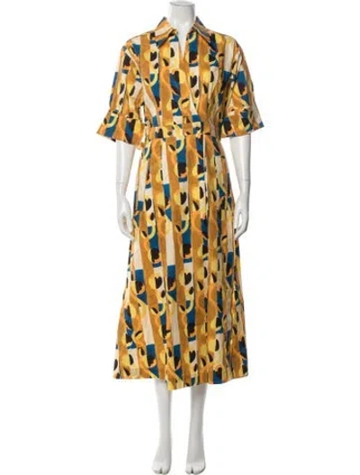 Pre-owned Odeeh Printed Long Dress W/ Tags In Yellow