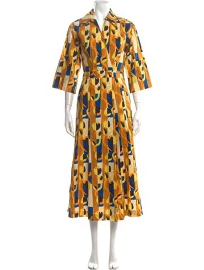 Pre-owned Odeeh Printed Long Dress W/ Tags In Yellow