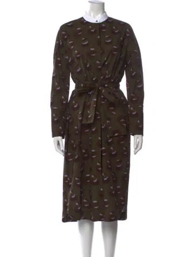 Pre-owned Odeeh Printed Midi Length Dress In Green