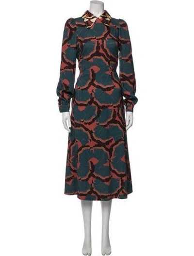 Pre-owned Odeeh Printed Midi Length Dress In Multi