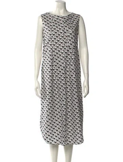 Pre-owned Odeeh Printed Midi Length Dress In White