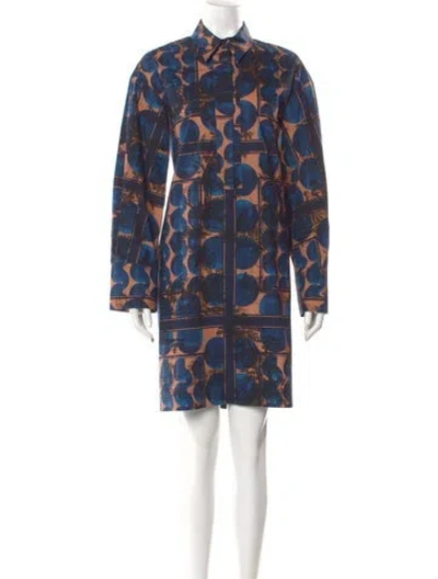 Pre-owned Odeeh Printed Mini Dress In Blue