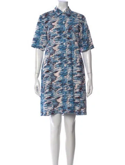 Pre-owned Odeeh Printed Mini Dress In Blue